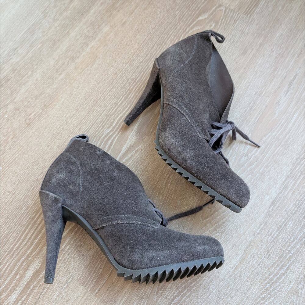 Pedro Garcia Gray Suede Yasu Chukka Platform Heel Ankle Boots, Size 41/US 11 - Picture 4 of 9